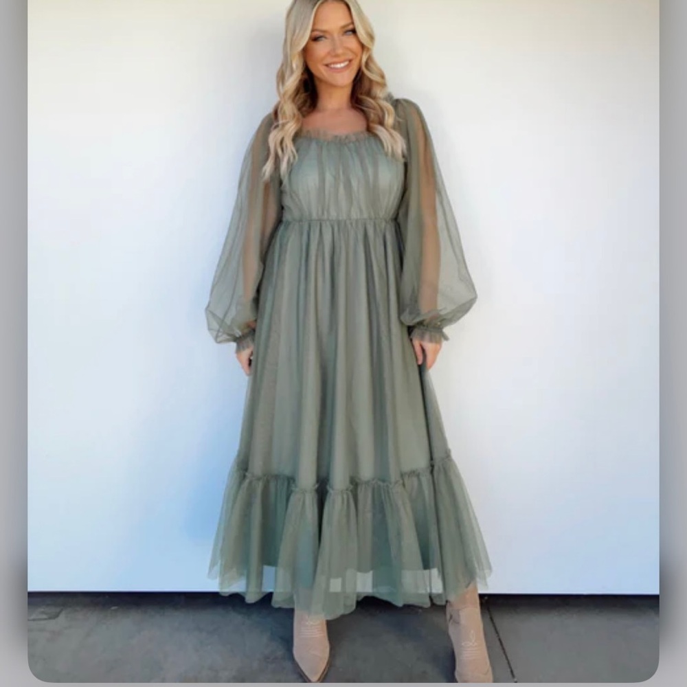 Lane 201 Boutique Tulle Dress Sheer Sleeves